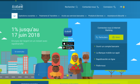 Capture d'écran du portail d'Ecobank