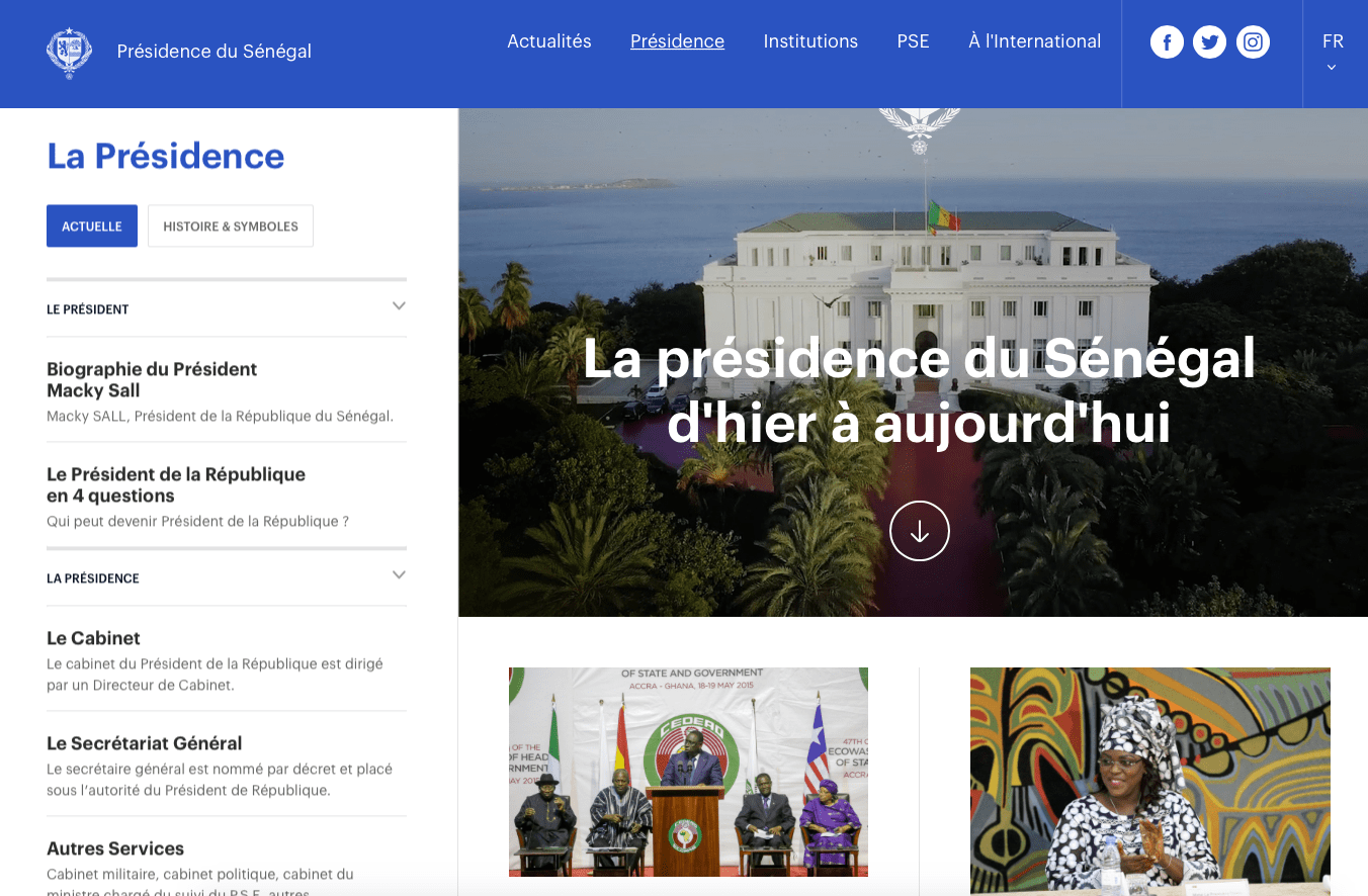 Capture d'écran du site de la Présidence-min