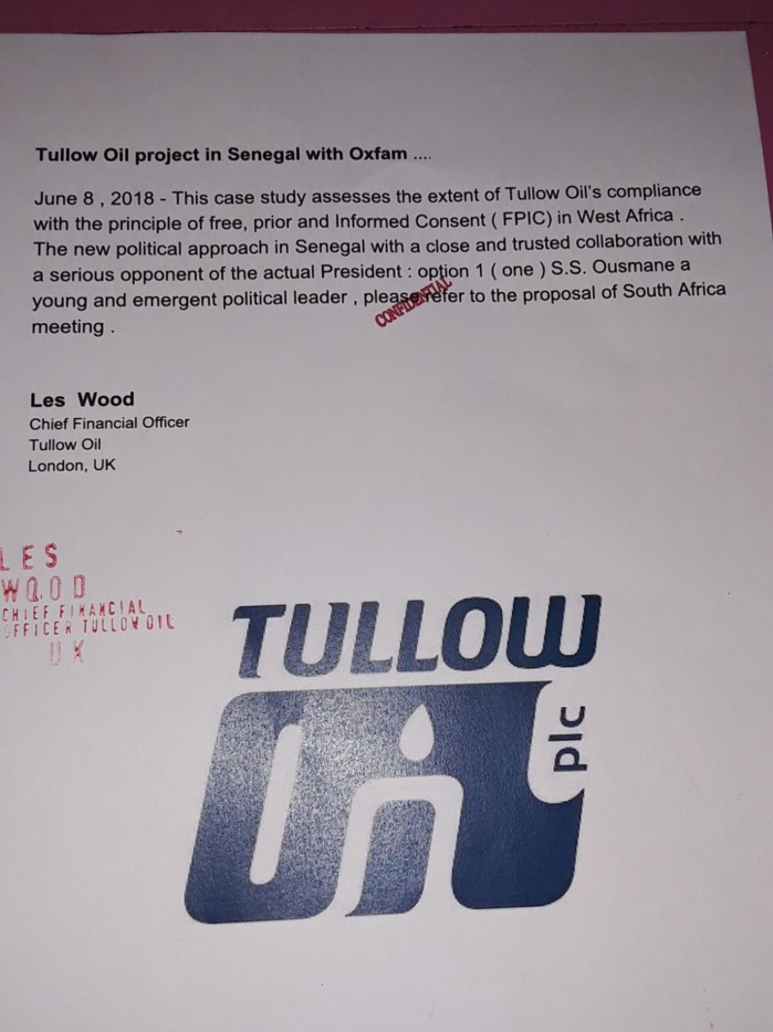 Ces documents qui prouvent que Tullow Oil a versé de l’argent à Sir Sonko Ousmane - Par