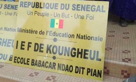 Plaque de l'école babacar Ndao Pian Koungheul