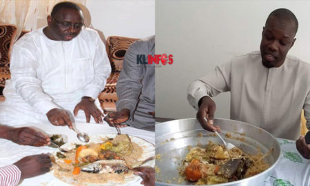 Macky Sall et Ousmane Sonko entrain de manger du Thiebou Dieune (Montage)