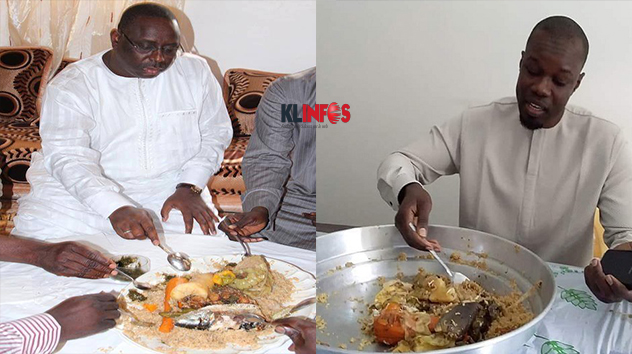 Macky Sall et Ousmane Sonko entrain de manger du Thiebou Dieune (Montage)