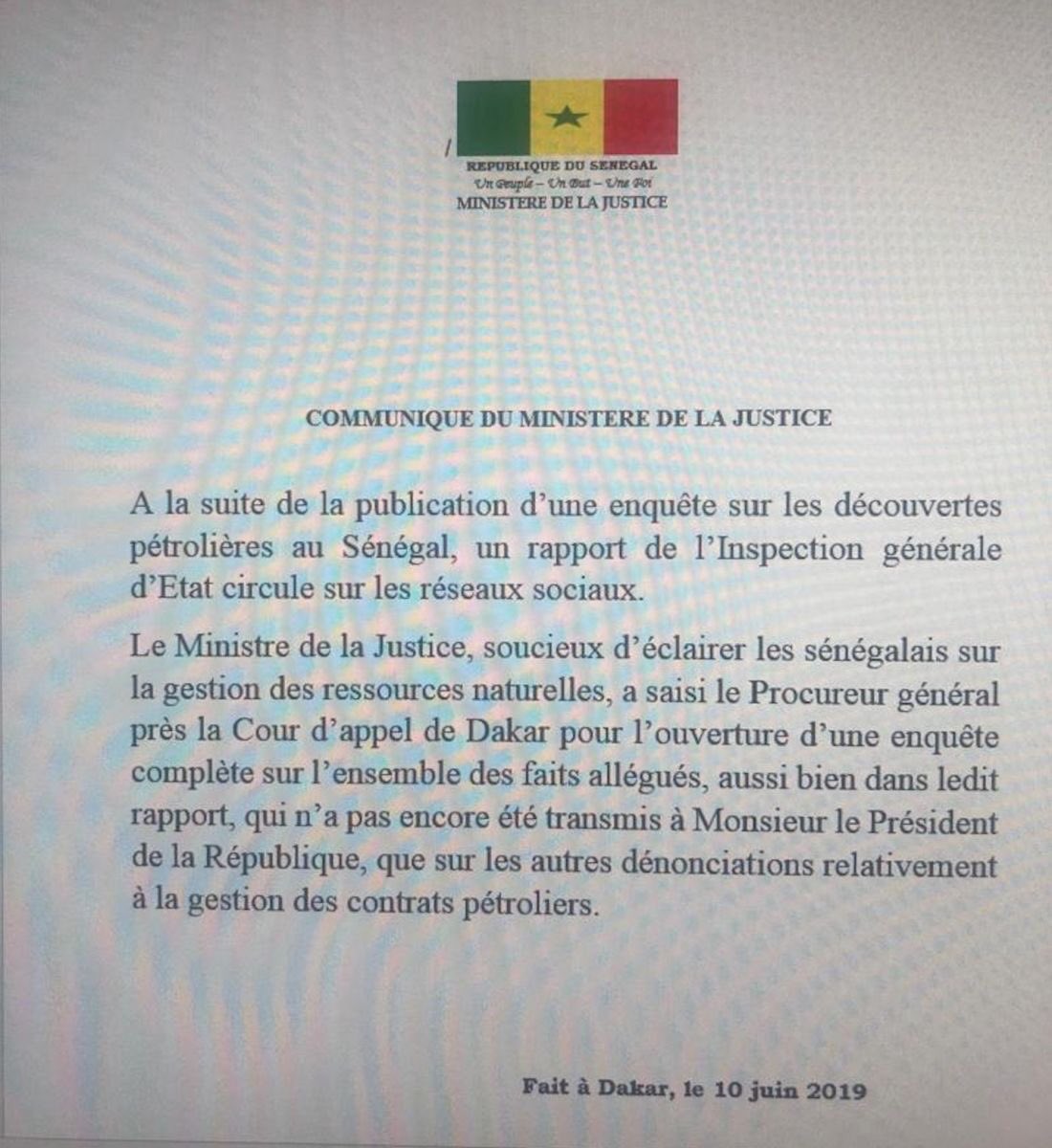 Scandale pétrolier et affaire Aliou Sall : le gouvernement saisit le procureur