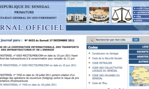 Capture d’écran du site de l'accueil du Journal officiel