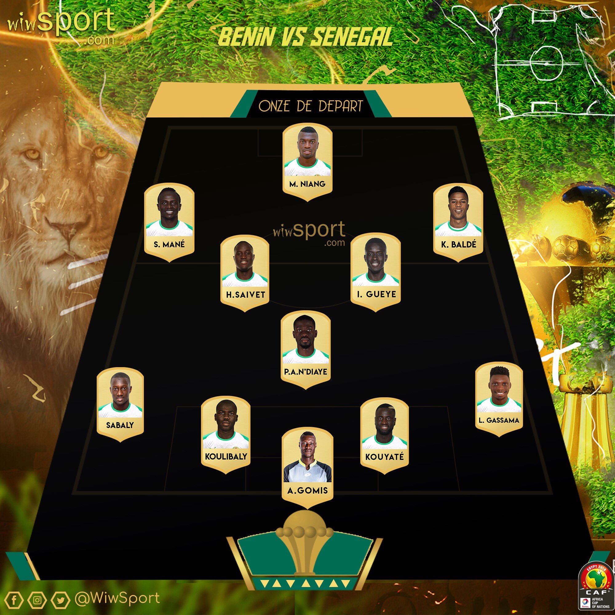 Can 2019 : voici le onze de départ du Sénégal contre vs Benin, Diao Balde à la place d’Ismaila Sarr