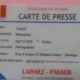 Spécimen Carte nationale de presse