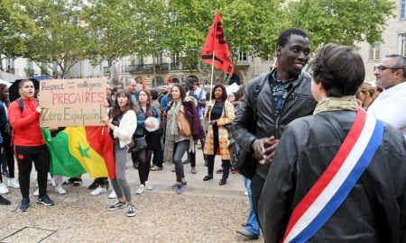 manifestation de soutien à Moustapha Gueye à Montpellier en France