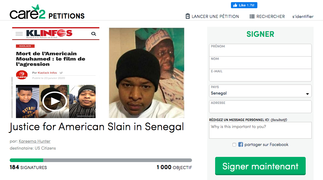 Petition USA Mouhamed Kaolack