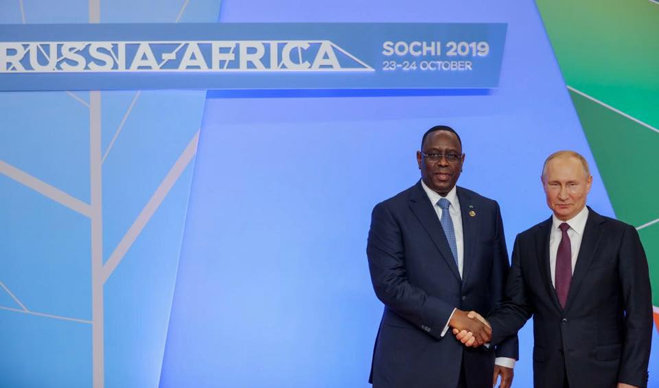 Président Macky Sall et Vladimir Poutine lors du Sommet Russie-Afrique prévu les 23 et 24 octobre 2019.