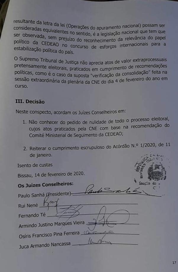 Guinée Bissau: la Cour suprême invalide les résultats de la présidentielle