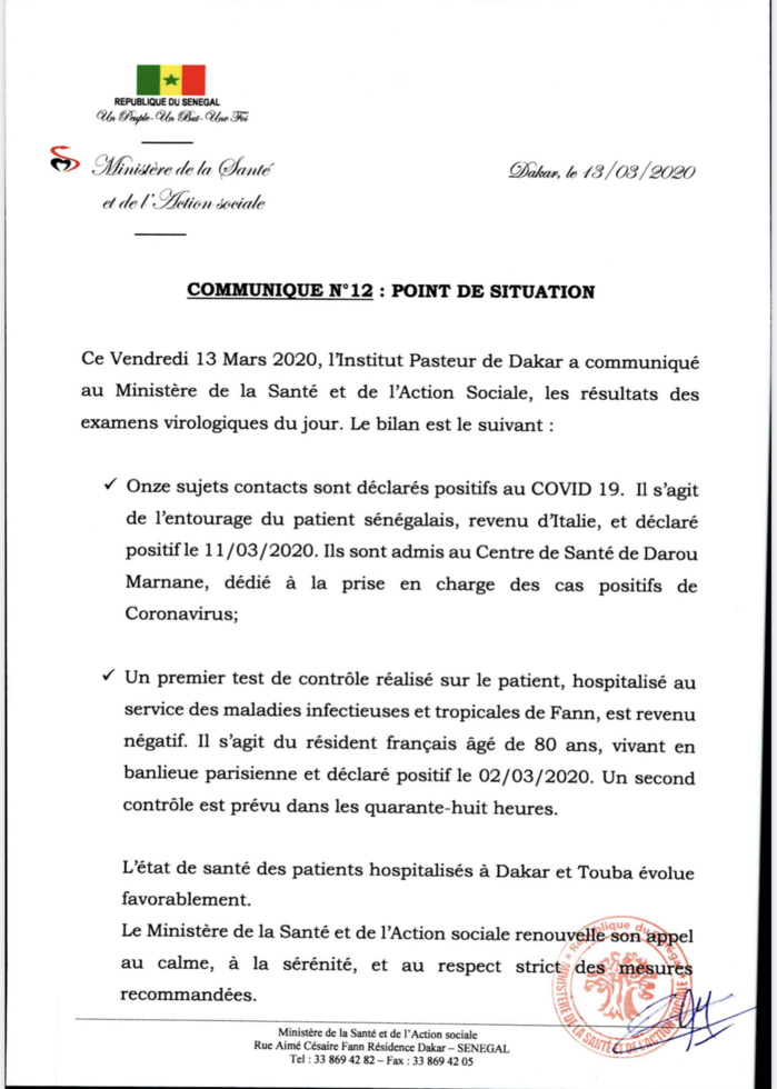 Coronavirus : le Sénégal compte désormais 19 cas de Covid-19 confirmés