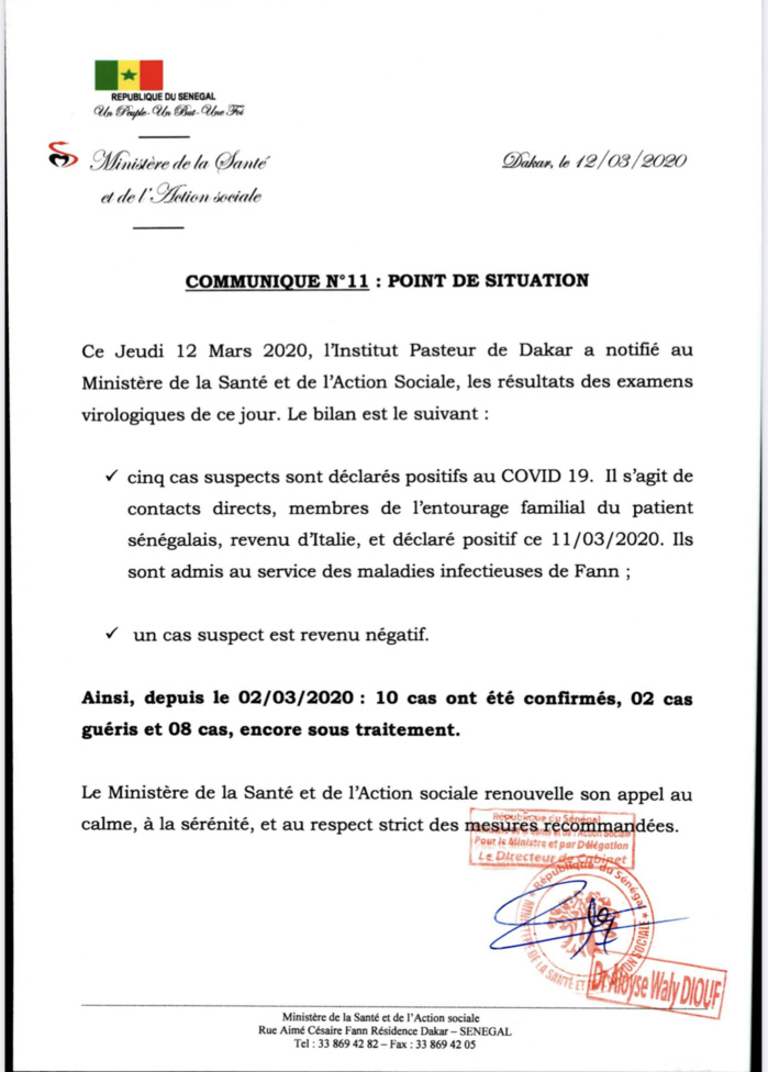 Coronavirus au Sénégal : un Sénégalais revenu d’Italie contamine des membres de sa famille, désormais 8 cas dans le pays