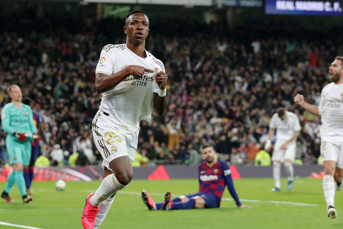 Vinicius Jr (Real-Madrid) célèbre son but face au Fc Barcelona