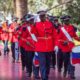 Des militaires lors de la cérémonie de prise d'arme au palais