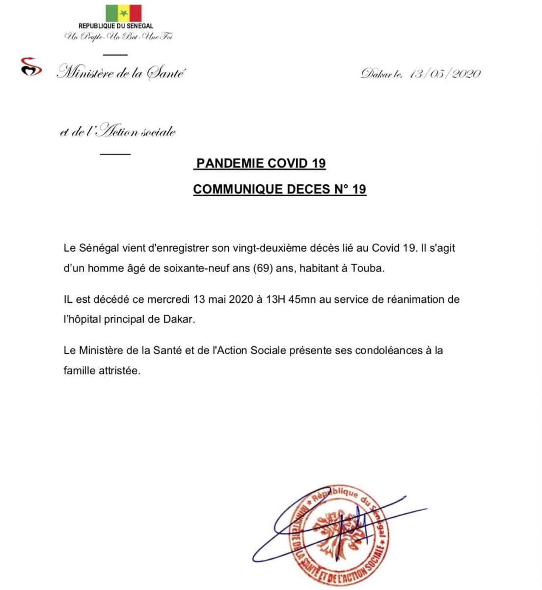 Covid-19 : le Sénégal enregistre un 22e décès lié au Coronavirus