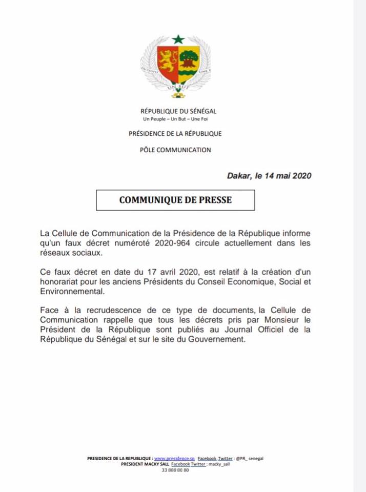 Décret sur l'honorariat aux anciens Présidents du CESE : Ousmane Sonko dément la Présidence de la République et apporte ses preuves