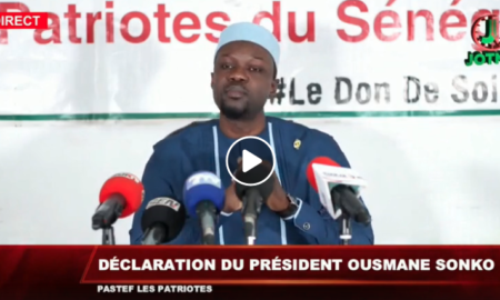 déclaration de Ousmane Sonko président de Pastef