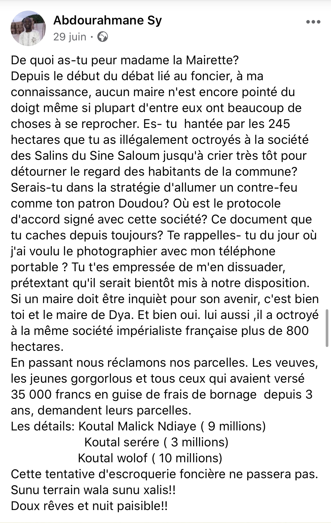 Ndiaffate : le jeune Abdourahmane Sy convoqué à la gendarmerie après un post sur internet contre le maire