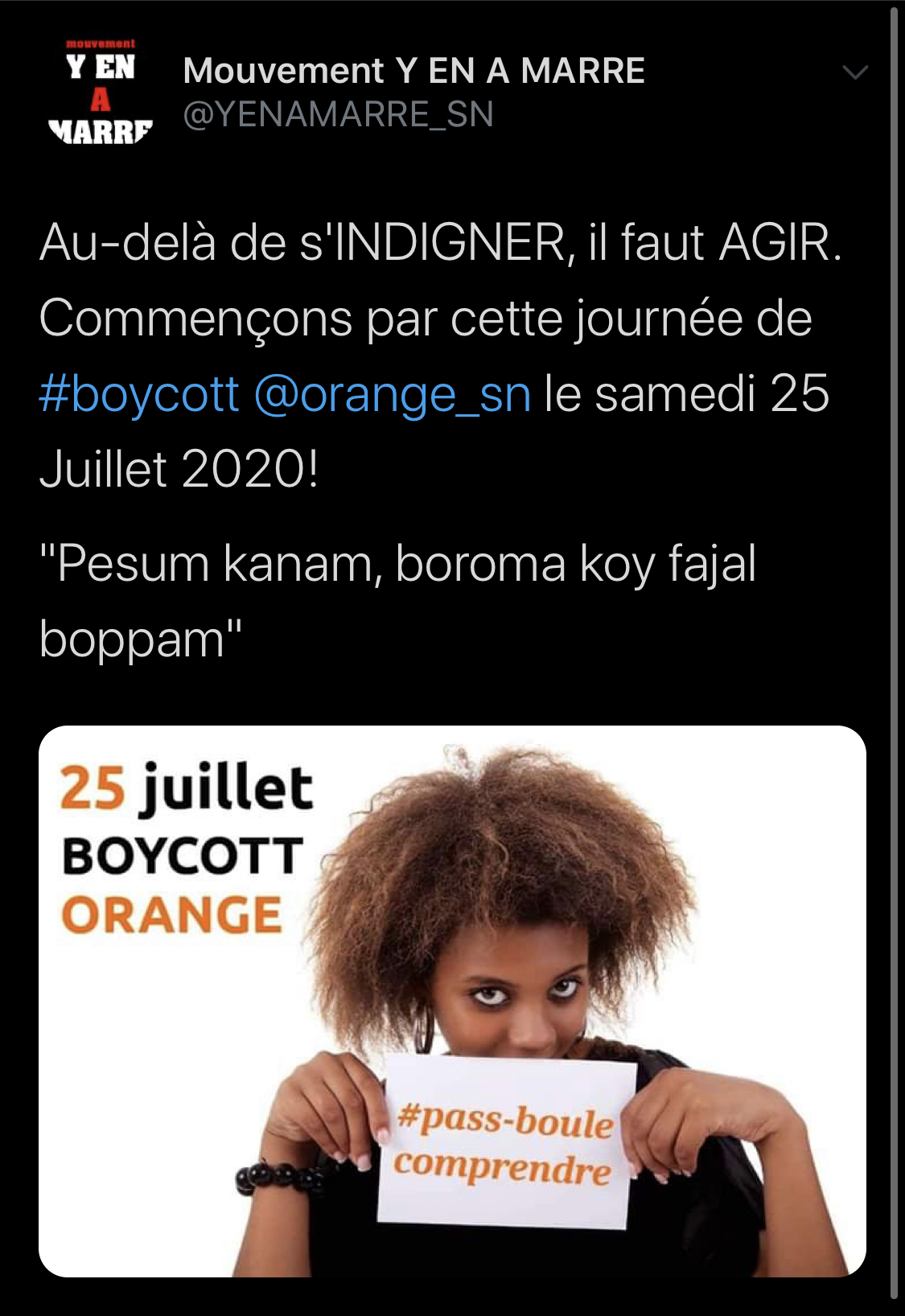 Manque de respect de l’Operateur Telecom : Y en a marre appelle les Sénégalais à boycotter Orange