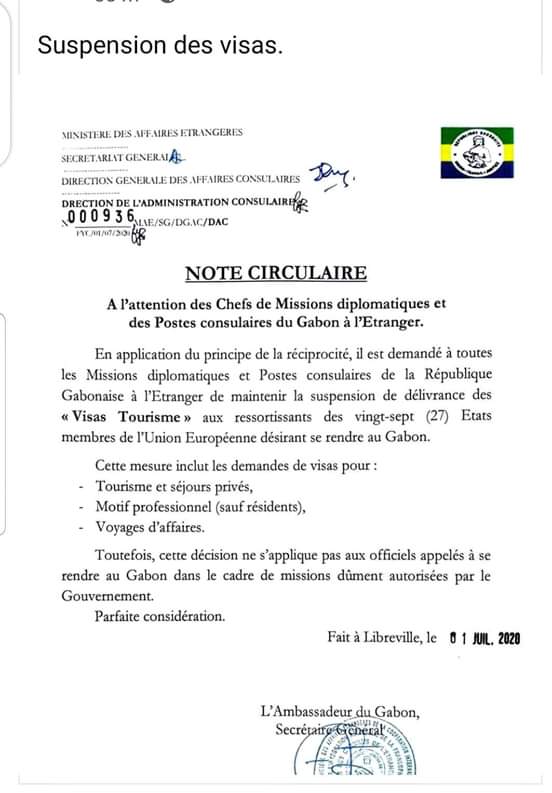 Gabon : Libreville refuse le visa à tous les pays de l'Union européenne