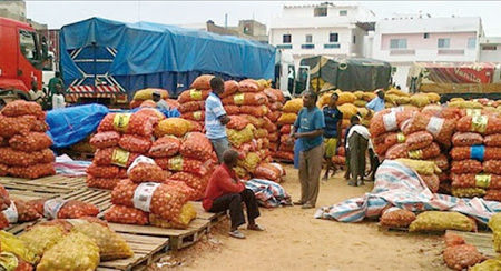 Un stock d’oignon dans un marché de Dakar