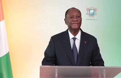 Alassane Ouattara ce jeudi soir lors de la diffusion de son adresse à la Nation