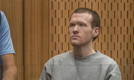 Le terroriste Brenton Tarrant lors de son procès à Christchurch (Nouvelle-Zélande