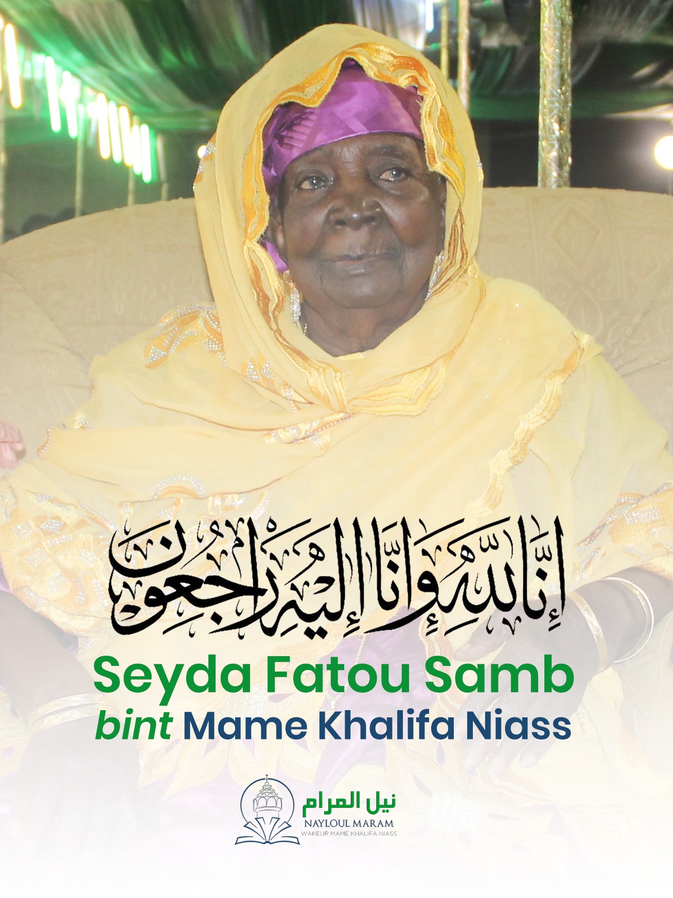 décès à 96 ans de Seyda Fatimatou Samb fille de Mame Khalifa Niass