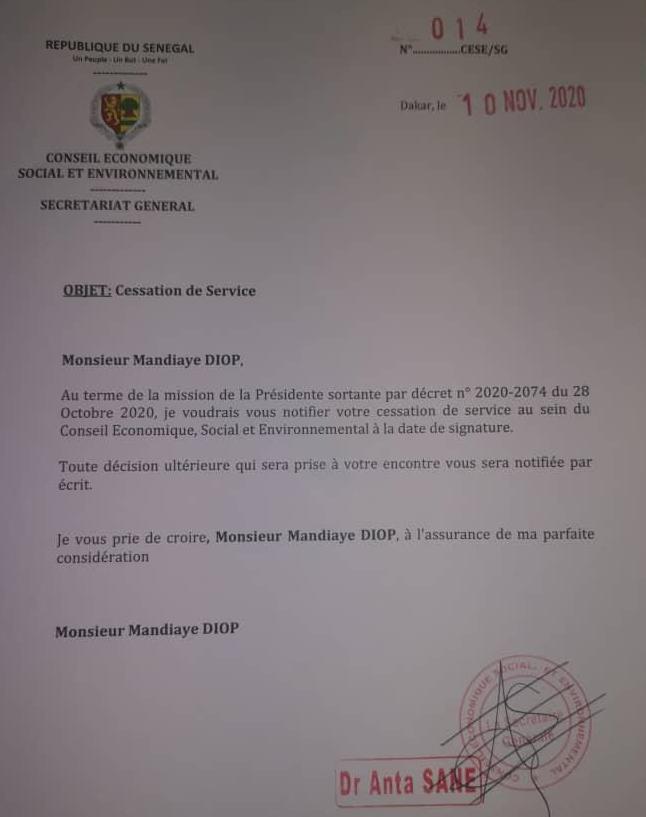 CESE : Idrissa Seck met fin aux fonctions du DRH et du DAF (documents)