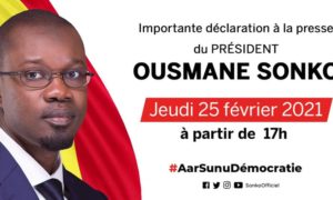 Déclaration Ousmane Sonko 25 Février 2021