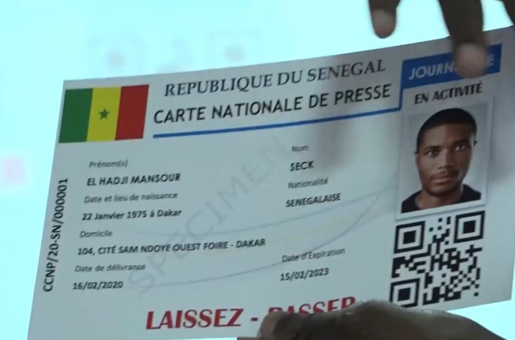 Carte nationale de Presse journaliste Sénégal