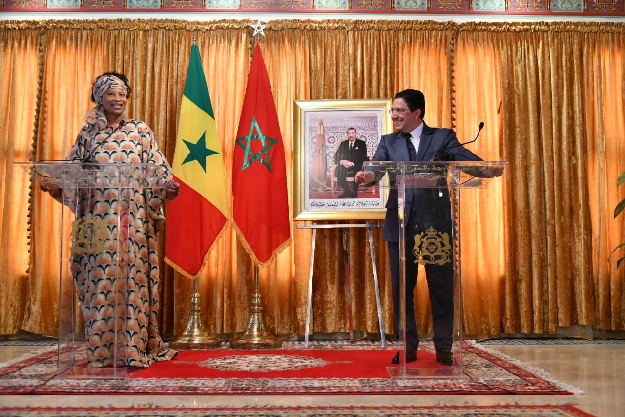 Nasser Bourita et Aïssata Tall Sall à l'inauguration du consulat du Sénégal au Sahara Occidental Maroc