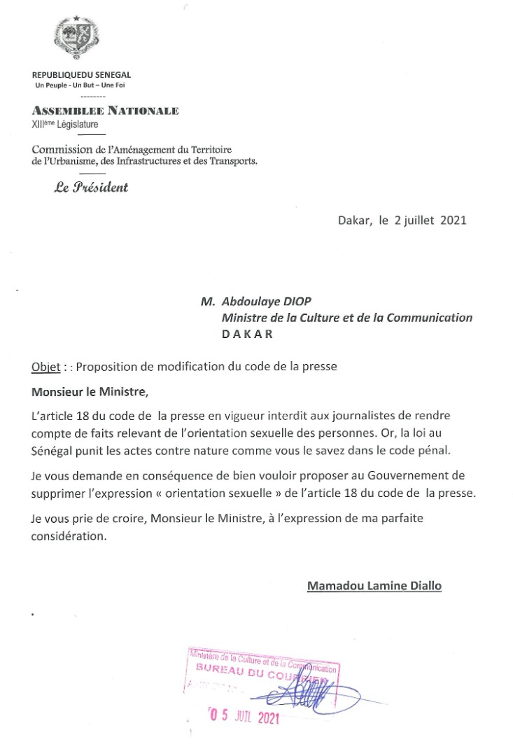 Homosexualité au Sénégal : un député propose la modification du code de la presse