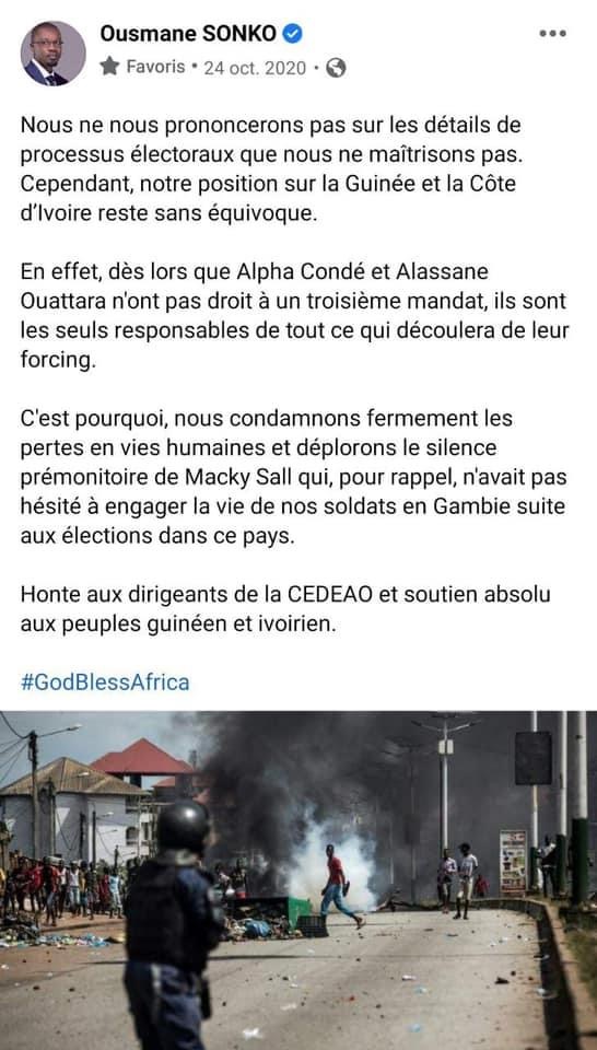 Guinée - Sénégal : Ousmane Sonko évoque le putsch et la situation à Conakry