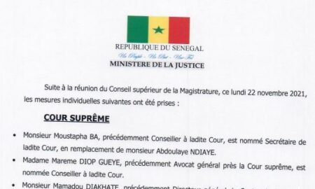 l'intégralité des nominations du conseil supérieur de la Magistrature