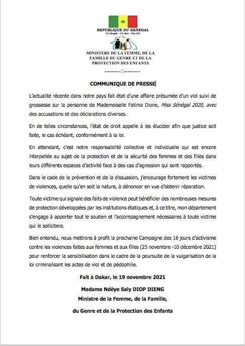 Scandale Miss Sénégal : le ministre de la femme Ndeye Saly Diop Dieng écrit aux victimes de violence...