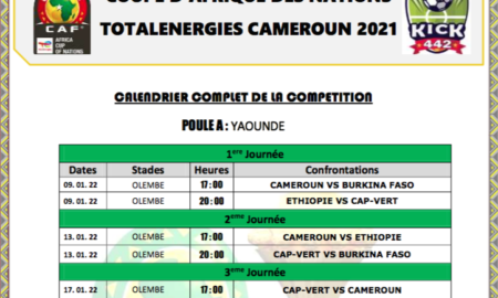 Can 2021/Cameroun : voici le calendrier complet de la compétition