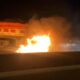 Inauguration du TER - une voiture prend feu sur l'autoroute à péage