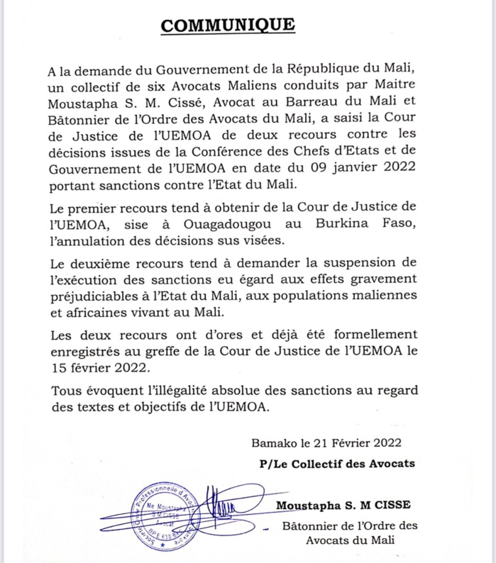 Mali : le Gouvernement de transition porte plainte contre l'Uemoa