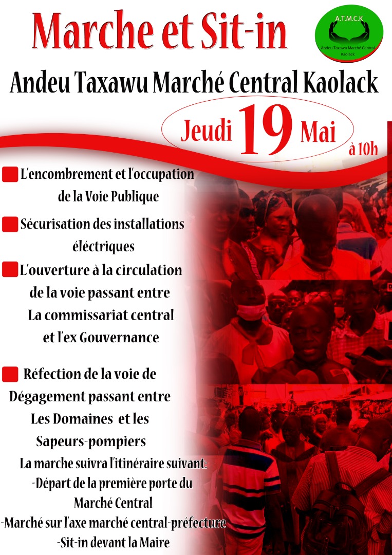 Kaolack : le collectif And Taxawu Marché Central annonce une marche suivie de sit-in, jeudi