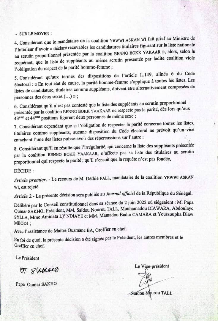 Législatives : le Conseil constitutionnel rejette tous les recours