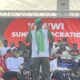Ousmane Sonko lors de la manifestation de la coalition Yewwi Askan Wi le 8 juin 2022 à la place de la Nation