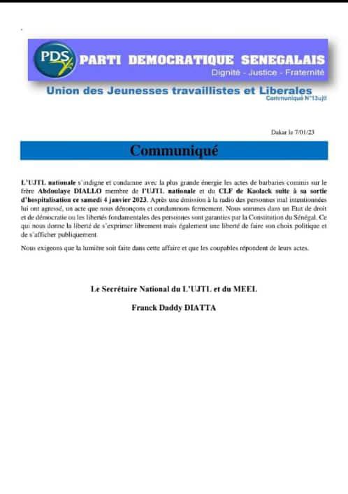Agression de Abdoulaye Diallo : le bureau national de l'UJTL s'indigne