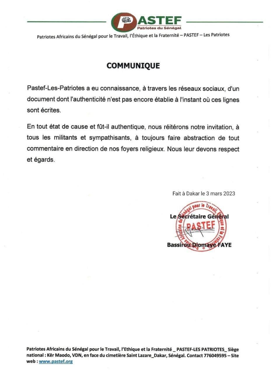 Ousmane Sonko à Leona Niassene : la réponse très classe de Pastef à la cité religieuse