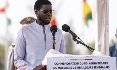 Bassirou Diomaye Diakhar Faye, président de la République du Sénégal la cérémonie solennelle de Commémoration du 80ème anniversaire du massacre de Thiaroye44 le 1er décembre 2024