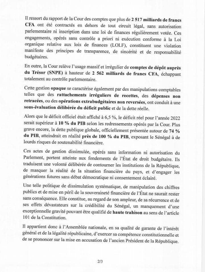 Assemblée nationale : Guy Marius Sagna a officiellement proposé la mise en accusation de Macky Sall pour haute trahison