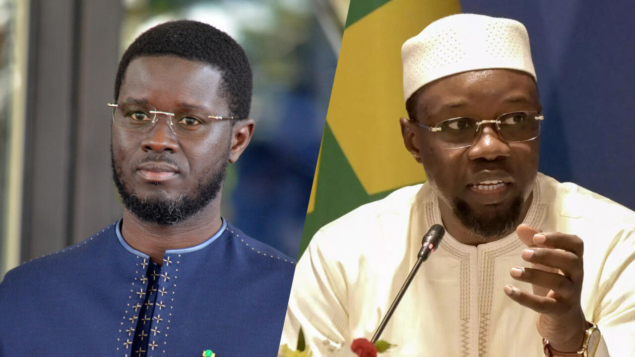 A gauche, le président sénégalais, Bassirou Diomaye Faye. A droite, son premier ministre, Ousmane Sonko - AFP