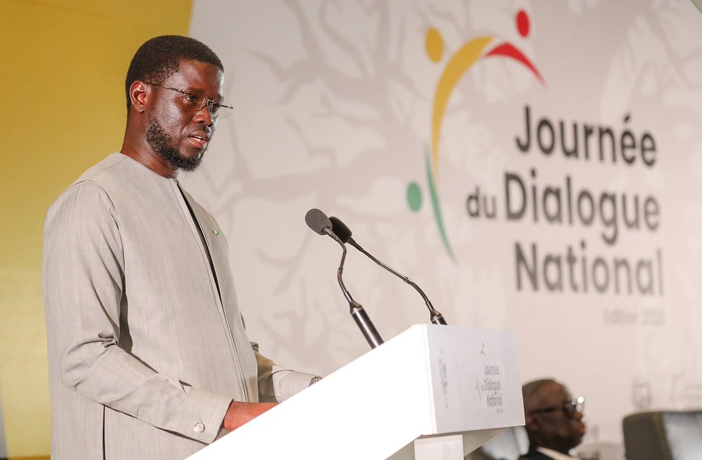 Le Président de la République, Bassirou Diomaye Faye, présidant le 28 mai 2025, au CICAD, la cérémonie d’ouverture du Dialogue National sur le système politique